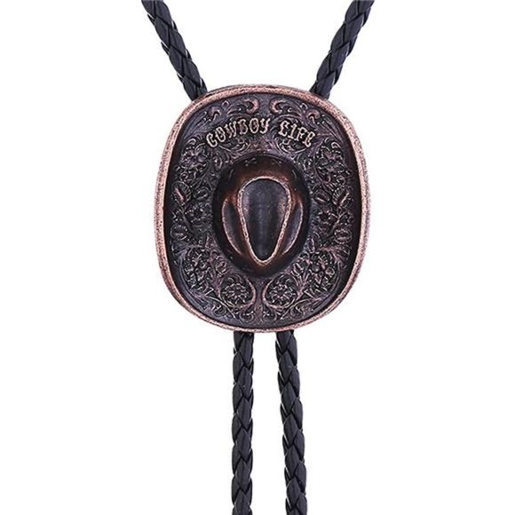 Cowboy Knight Boots Bola Tie Necktie for Men Bronze Cowboy Hat - Picture 3 of 6